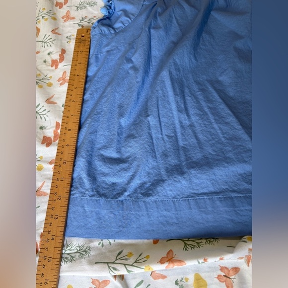 J. Crew square neck Pom Pom sleeve blue top size 10 - Picture 7 of 9